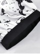 Gothic Style Elegant Lapel Love Button Unique Magic Cat Print Black And White Short Sleeves Dress
