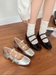 Elegant Square Toe Ballet Style Vintage Exquisite Classic Lolita Shallow Mouth Mary Jane Middle Heel Shoes