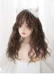 Girly Lively Fluffy Wool Curly Air Bangs Long Hair Dark Brown Daily Versatile Sweet Lolita Full Head Wig