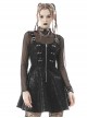 Punk Biker Style Silver Round Rivet Metal Zipper Decorated Cool Black Leather Suspender Dress