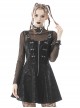 Punk Biker Style Silver Round Rivet Metal Zipper Decorated Cool Black Leather Suspender Dress