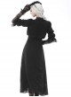 Gothic Style Lace Stand Collar Angel Wings Embroidery Retro Virago Sleeves Black Elegant Dress