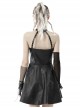 Punk Style Metal Buckle Zipper Decoration Cool Black Leather Suspender Halter Dress