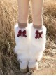 Wishing With God Series Chinese Tibetan Style Bowknot Versatile Sweet Lolita White Cute Plush Leg Warmers