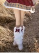 Wishing With God Series Chinese Tibetan Style Bowknot Versatile Sweet Lolita White Cute Plush Leg Warmers