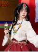 Wishing With God Series Chinese Tibetan Style Imitation Beeswax Turquoise Cinnabar Classic Lolita Gemstone Necklace