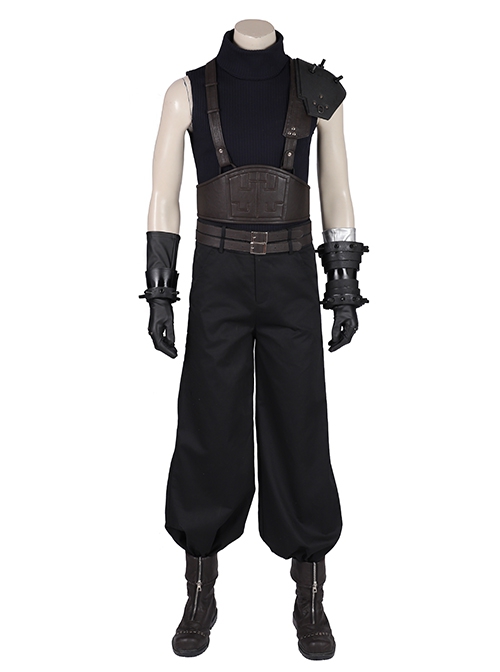 Final Fantasy VII Remake Halloween Cosplay Cloud Strife Dark Blue Version Accessories Black Brown Boots