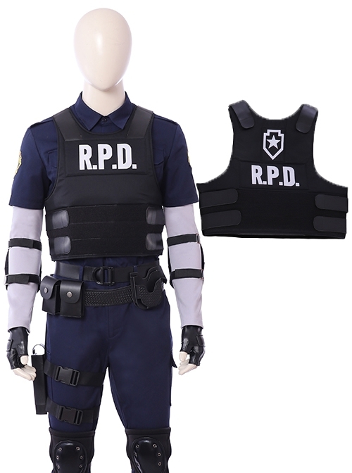 Resident Evil Biohazard Re 2 Halloween Cosplay Leon Scott Kennedy Costume Black Vest