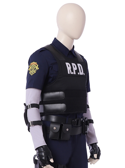 Resident Evil Biohazard Re 2 Halloween Cosplay Leon Scott Kennedy Costume Black Vest