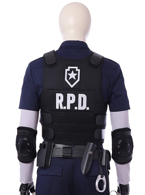 Resident Evil Biohazard Re 2 Halloween Cosplay Leon Scott Kennedy Costume Black Vest
