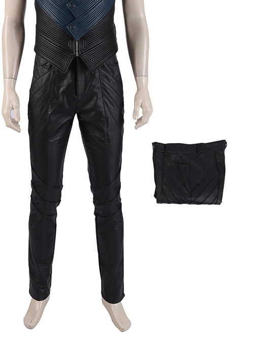 Devil May Cry 5 Halloween Cosplay Vergil Black Windbreaker Suit Costume Black Pants