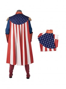 The Boys Halloween Cosplay Homelander Battle Suit Costume Striped Cloak