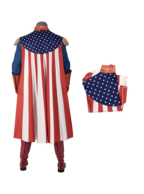 The Boys Halloween Cosplay Homelander Battle Suit Costume Striped Cloak