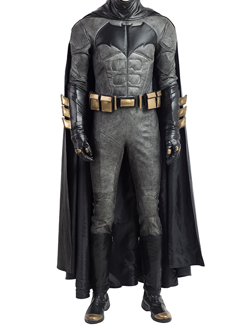 Justice League Halloween Cosplay Batman Bruce Wayne Battle Suit Costume Black Cloak