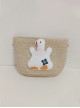 Summer Apricot Straw Vacation Pastoral Style Cute Childlike White Duck Single Strap Crossbody Sweet Lolita Bag