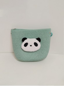 Chinese Style Light Green Straw Pastoral Style Cute Childlike Cute Panda Single Strap Crossbody Sweet Lolita Bag