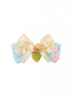 Macaron Colorful Celebration Sweet Lolita Flower Lace Ribbon Bowknot Cute Bee Heart Shape Pendant Hairpin