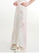 Angel Lamb Print Sporty Style White Daily Casual Versatile Kawaii Fashion Loose Straight Tube Wide Leg Pants
