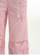 Sweet Spicy Girl Style Kawaii Fashion Casual Camping Sports Daily Commute High Waist Pink Wide Leg Straight Overalls