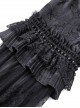 Gothic Style Palace Embroidery Elegant Square Collar Ruby Brooch Decorated Black Trumpet Sleeves Long Dress