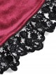 Gothic Style Romantic Velvet Rose Brooch Lace Stitching Burgundy Retro Puff Sleeves Slim Dress