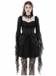 Gothic Style Romantic Curtain Hem Design Palace Exaggerated Lace Splicing Sleeves Black Short Dress