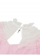 Gothic Style Sweet Lace Stand Up Collar Cute Puff Short Sleeves Retro High Waist Pink Dress