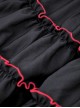 Gothic Style Lapel Love Heart Hollow On The Chest Red Cross Straps Black Retro Ruffled Puff Sleeves Dress