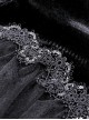 Gothic Style Luxury Velvet Exquisite Lace Ruffled Hem Short Front And Long Back Black Puff Long Sleeves Dress