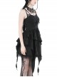 Gothic Style Exquisite Dark Pattern Fabric Splicing Lace Cross Straps Sexy Black Suspender Dress
