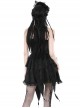 Gothic Style Exquisite Dark Pattern Fabric Splicing Lace Cross Straps Sexy Black Suspender Dress