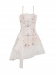 Steampunk Style Exquisite Buckle Asymmetric Hem Design White Dyed Sexy Suspender Tube Top Tight Dress
