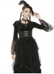 Gothic Style Retro Palace Metal Buckle Layered Mesh Hem Elegant Black Sleeveless Fishtail Corset Overwear