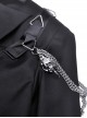 Gothic Style Simple Lapel Bat Hem Metal Chain Decoration Black Long Sleeves Short Suit Jacket