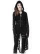 Punk Style Decadent Hole Personality Metal Bull Head Zip Black Long Sleeves Casual Hooded Jacket