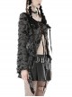 Gothic Style Personalized Lapel Decadent Tattered Braided Black And Gray Trumpet Sleeves Sexy Cardigan