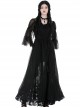 Gothic Style Sexy Mesh See Through Exquisite V Neck Lace Black Half Sleeves Long Coat