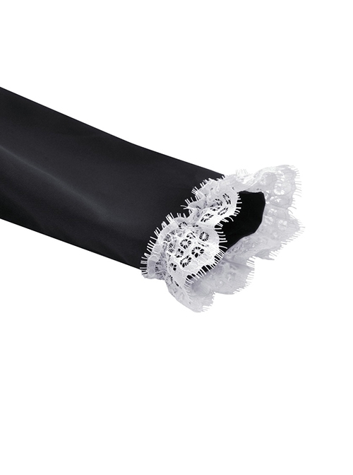 Gothic Style Retro Gorgeous White Ruffle Bow Tie Cross Decoration Elegant Black Long Sleeves Short Coat