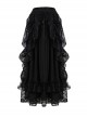 Gothic Style Elegant Palace Lace Curtain Exquisite Layered Ruffled Black Retro Long Skirt
