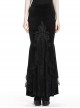 Gothic Style Gorgeous Velvet Exquisite Embroidered Lace Elegant Black Tight Fishtail Skirt