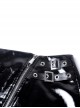 Punk Style Reflective PU Leather Rock Metal Ring Decoration Unique Diagonal Zip Design Sexy Black Skirt