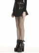 Punk Style Metal Chain Spike Decoration Daily Versatile Wear Black Casual Pleated Mini Skirt