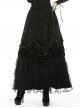 Gothic Style Retro Velvet Lace Spliced Exquisite Three Dimensional Flowers Gorgeous Black Ruffled Long Skirt