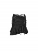 Punk Style Waist Sexy Cross Strap Metal Chain Side Drawstring Black Slim Mini Fishtail Skirt