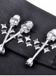 Punk Style Personalized Metal Star Rivets Cool Skull Nail Pin Design Multi Layer Mesh Hem Black Mini Skirt