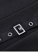 Punk Style Personalized Metal Pin Zip Asymmetric Design Daily Versatile Wear Black Pleated Skirt