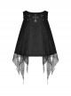 Punk Style Unique Leather Cross Double Belt Design Personalized Spider Net Lace Stitching Black Skirt