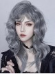 Handsome Smoky Gray Gothic Mid Split Bangs European Style Curly Hair Ouji Fashion Full Head Wig