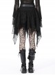 Gothic Style Personalized Ripped Lace Irregular Messy Hem Design Black High Waist Skirt