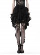 Punk Style Exquisite Pleated Gorgeous Layered Lace Long Tail Retro Black Skirt
